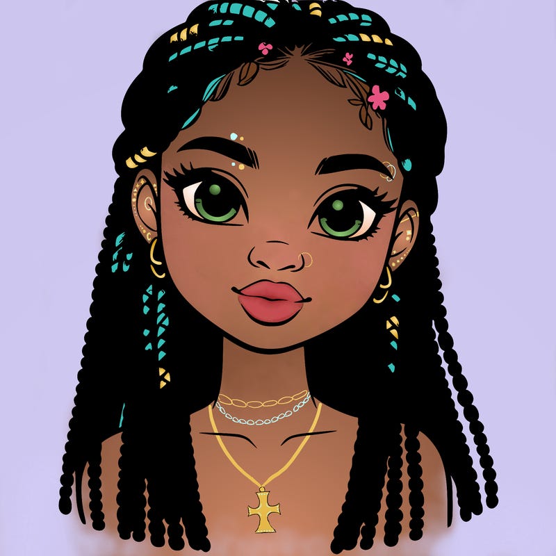 a realistic black girl with braids