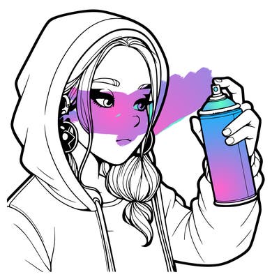 a realistic girl, spray painting