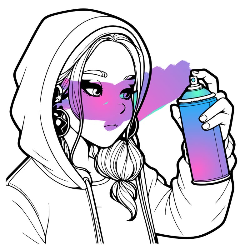 a realistic girl, spray painting