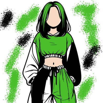 realistic girl faceless with baggy pants and a crop top