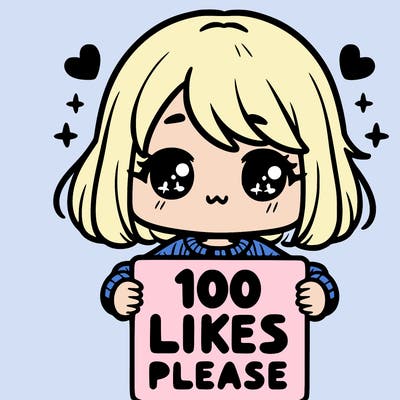 cute girl holding a sign saying 100 likes please