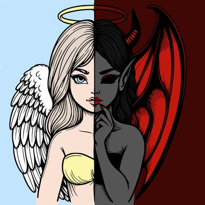 realistic angel half demon