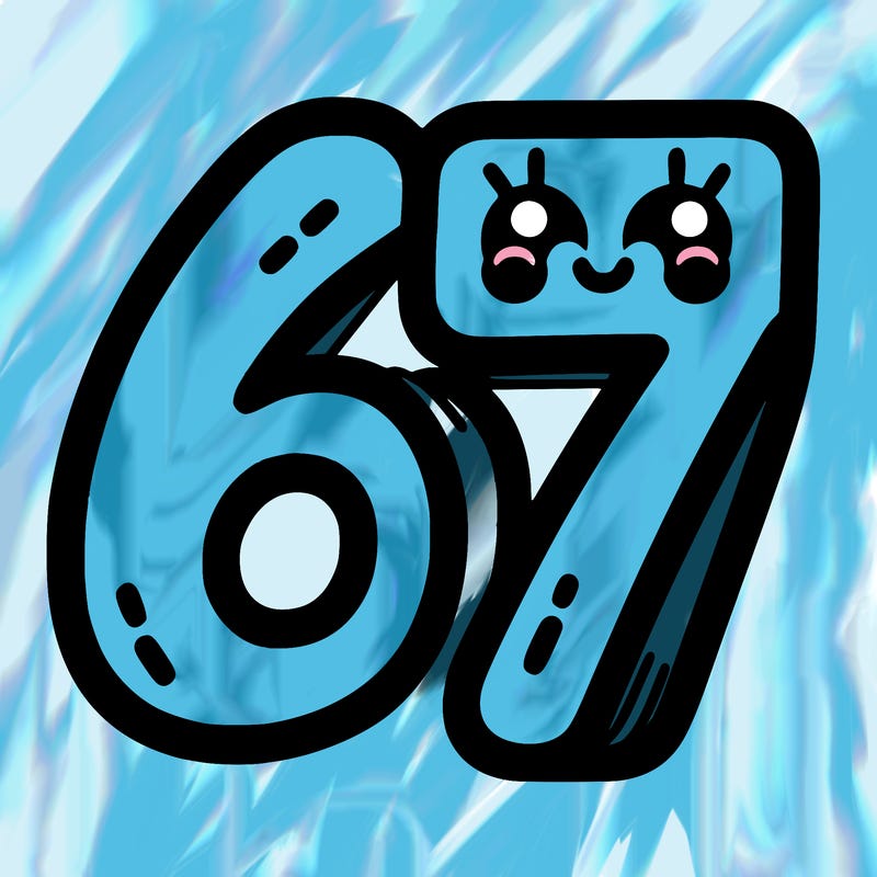 the numbers 67
