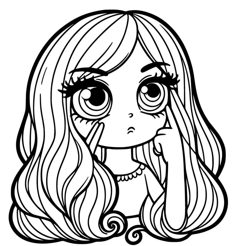 girl with long hair rolling eyes