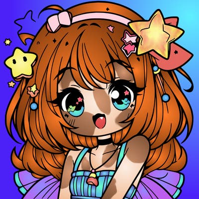 cute anime girl with star accessories