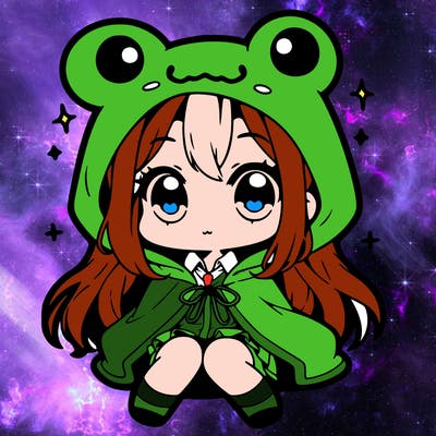 chibi girl with frog hoodie