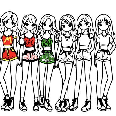 a group of girls wearing crop tops and shorts