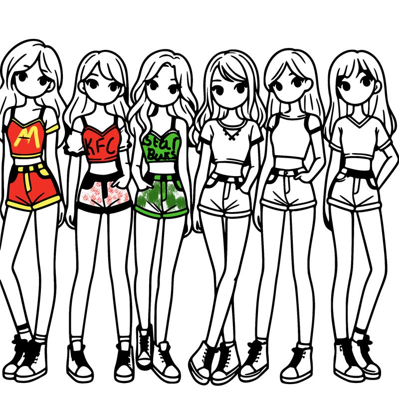 a group of girls wearing crop tops and shorts