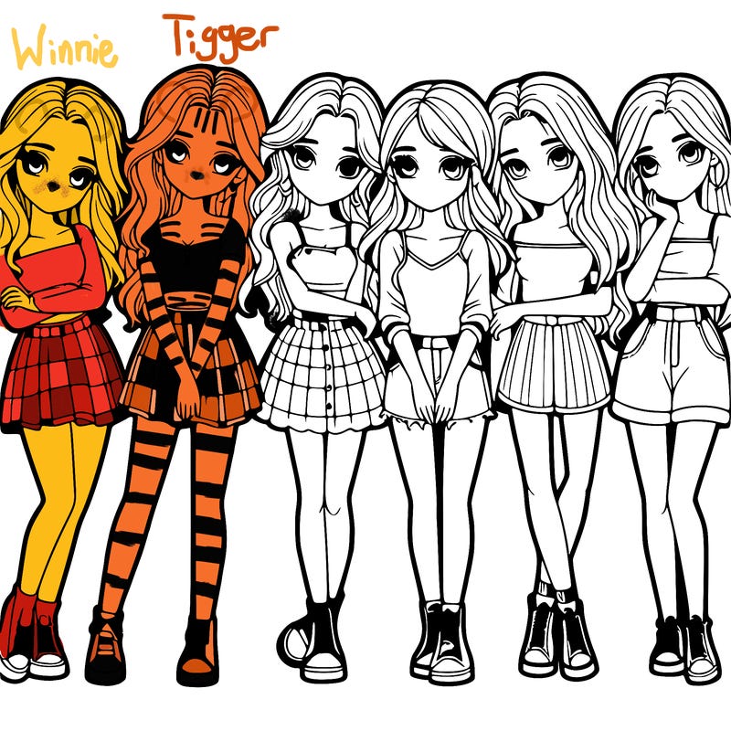 a group of girls realistic