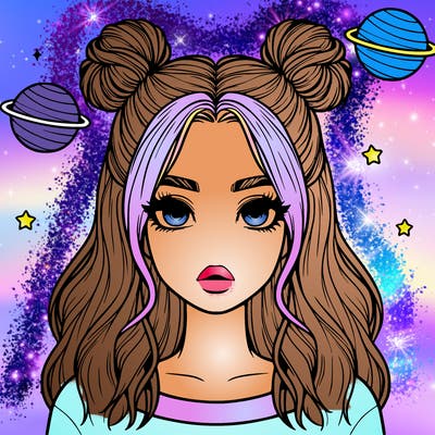 realistic girl with space buns
