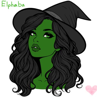 realistic witch girl with wavy hair and lips