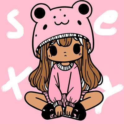 a girl wearing a frog hat and some frog socks