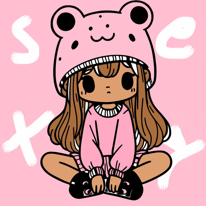 a girl wearing a frog hat and some frog socks