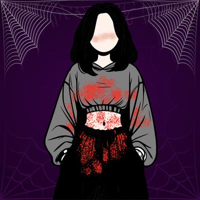 realistic girl faceless with baggy pants and a crop top