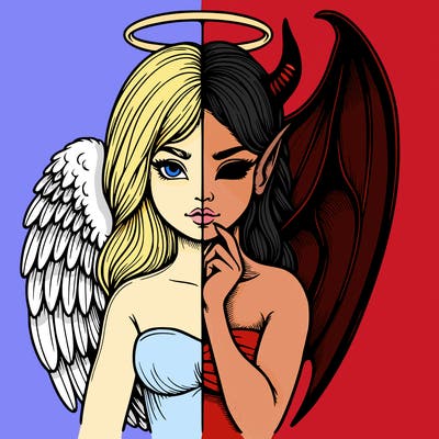 realistic angel half demon