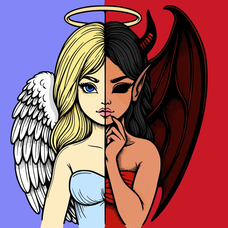 realistic angel half demon