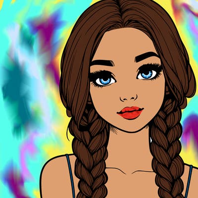 realistic girl with braids