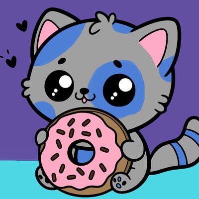 kitty eating a donut
