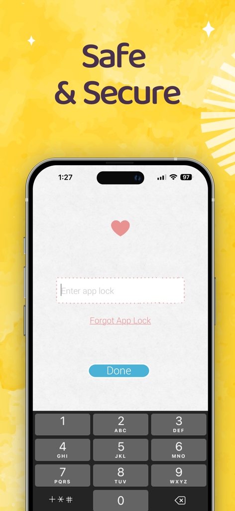 Maya period and health app security screen showing the password lock feature for user privacy