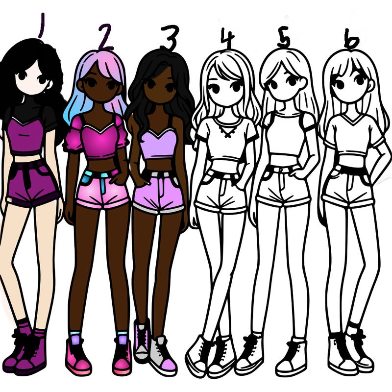 a group of girls wearing crop tops and shorts