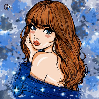 realistic girl with bangs looking over her shoulder