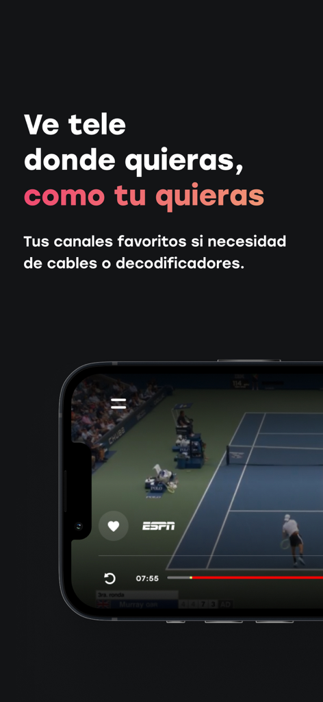 Interface de l'application Zapping sur un smartphone montrant une diffusion sportive en direct sur ESPN