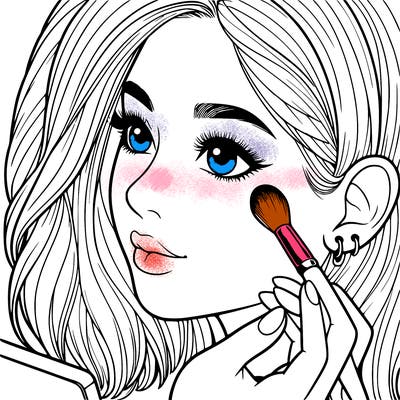 a realistic girl doing her makeup