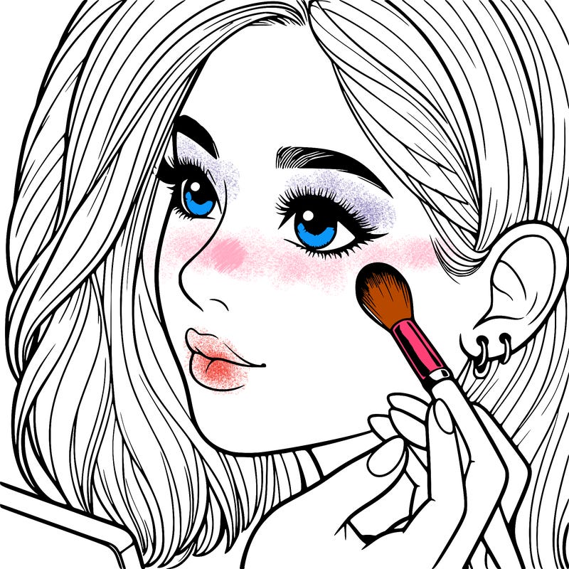 a realistic girl doing her makeup