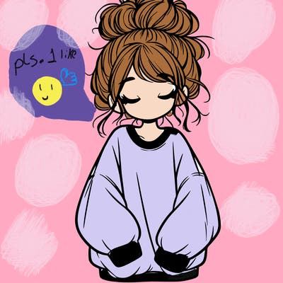 girl with baggy sweatshirt and messy bun