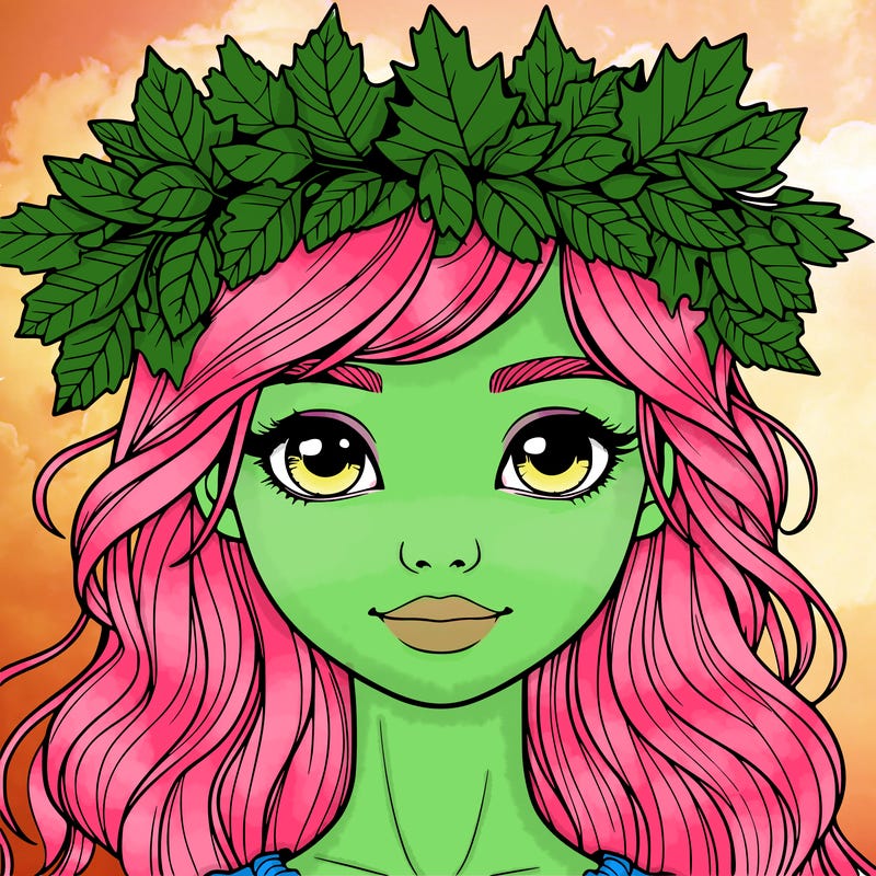 realistic girl with fall leaf crown