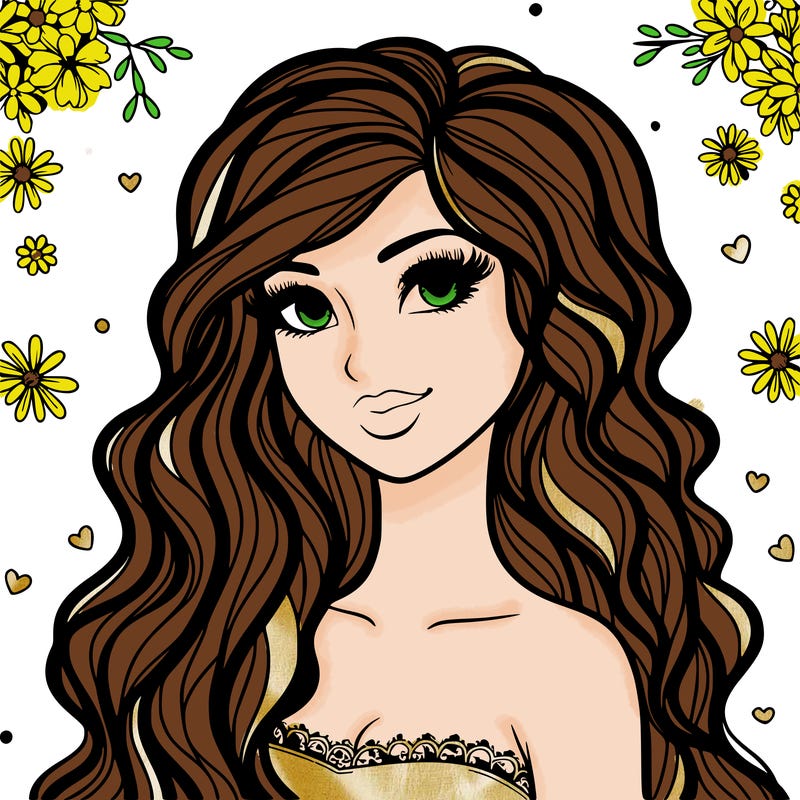 pretty woman with long wavy hair