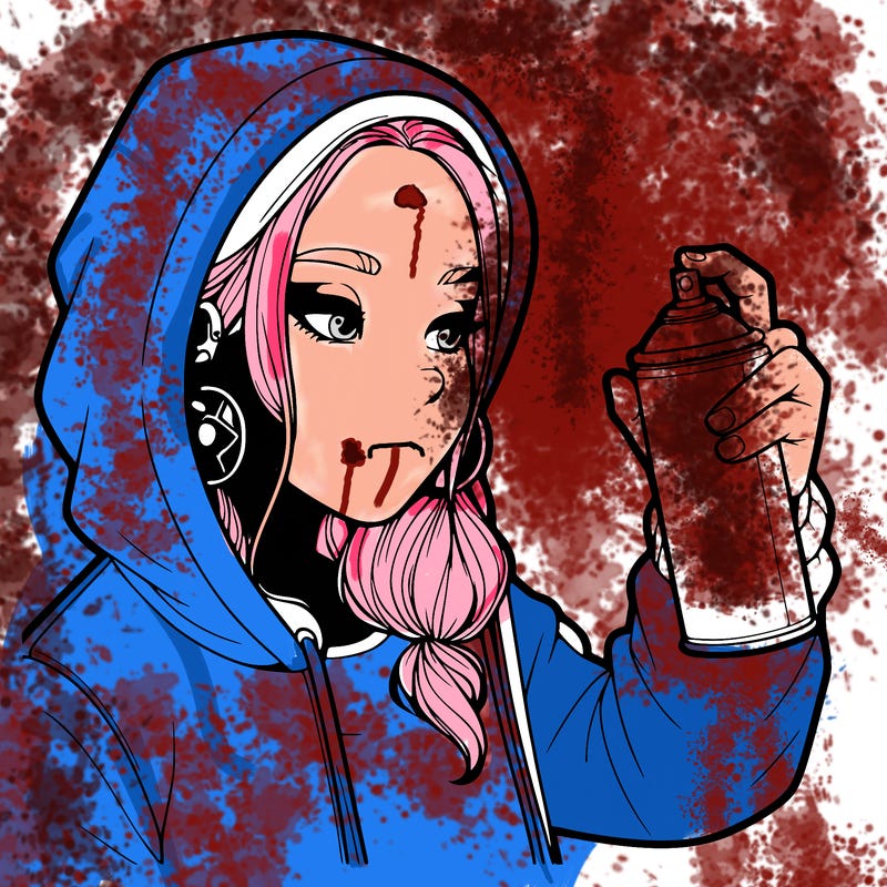 a realistic girl, spray painting