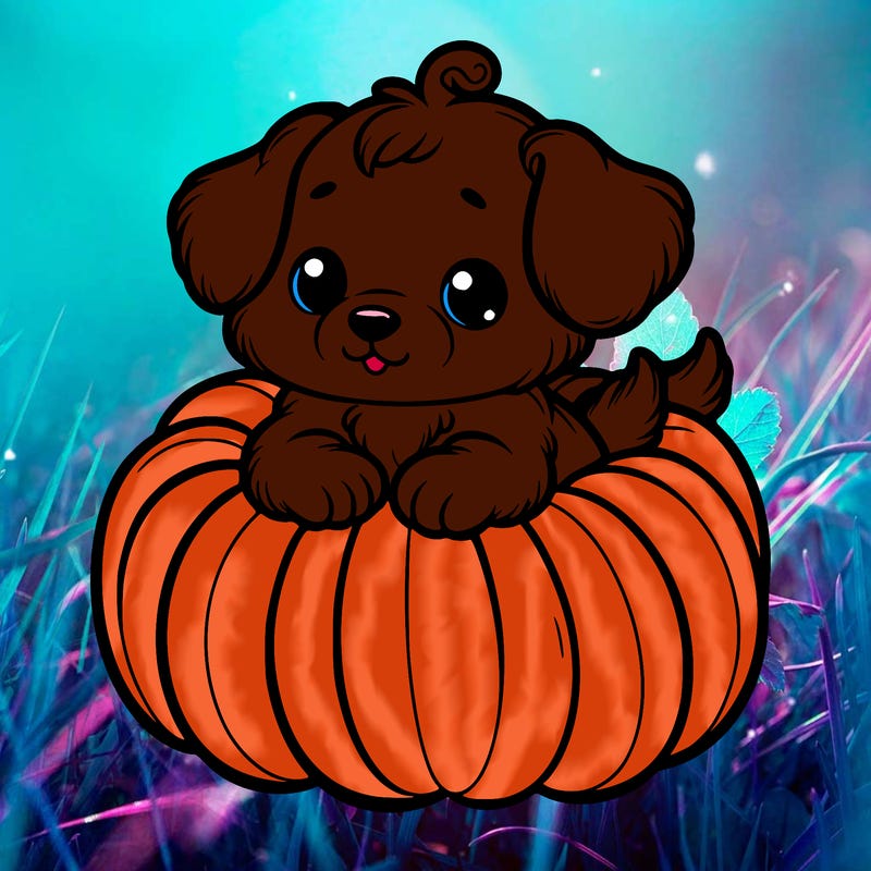 cute little puppy in a pumpkin