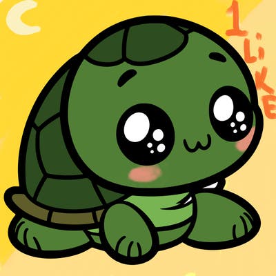 cute little animated turtle
