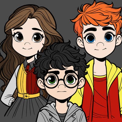 hermione,  harry potter ,and ron from harry potter