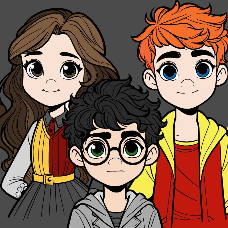 hermione,  harry potter ,and ron from harry potter
