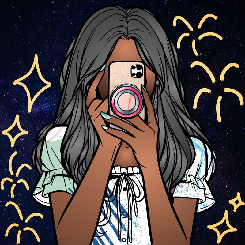 a realistic girl holding her phone taking pictures