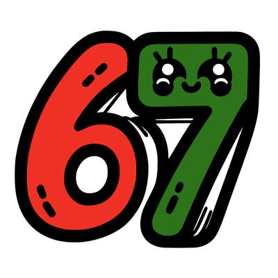 the numbers 67