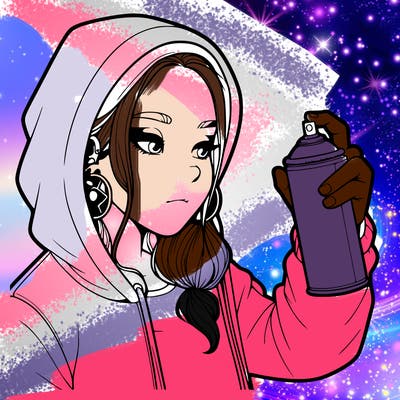 a realistic girl, spray painting