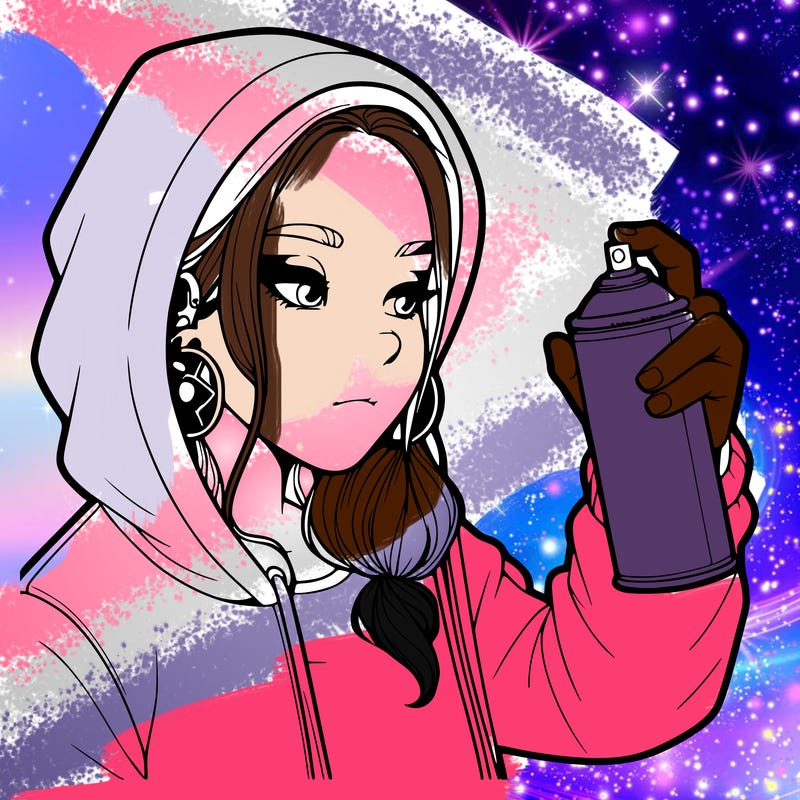 a realistic girl, spray painting