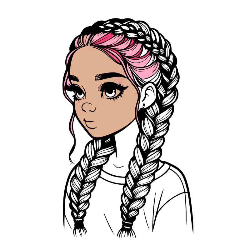 realistic girl with braids