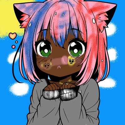 shy anime catgirl