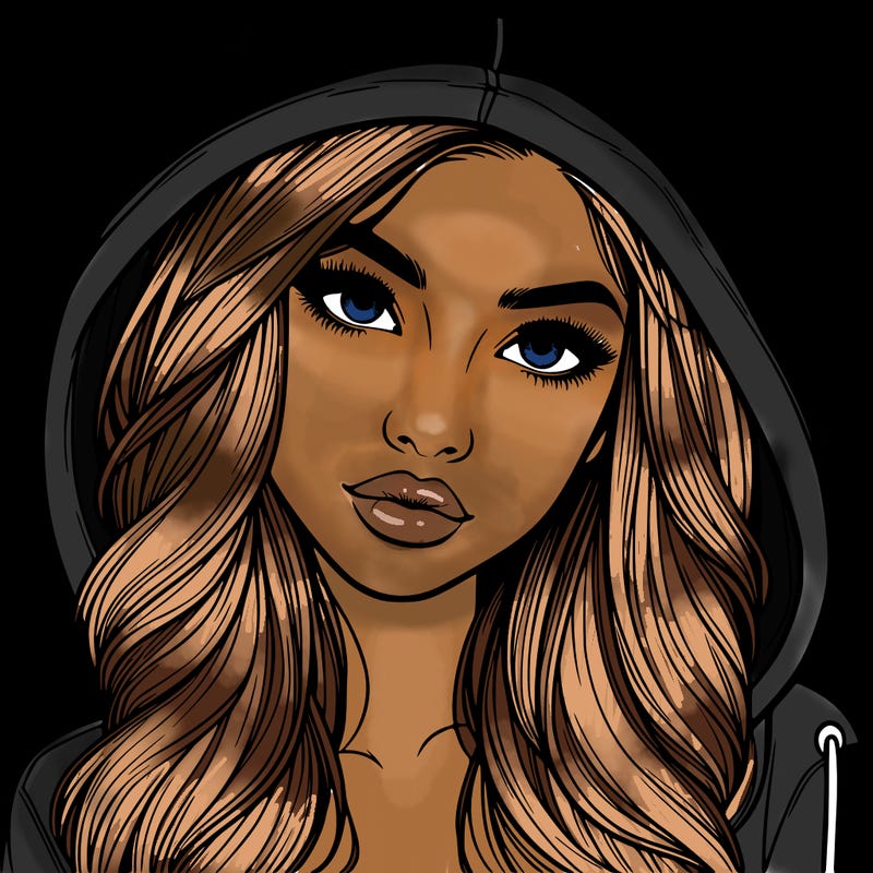 realistic beautiful girl with a hood on