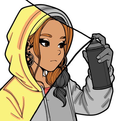 a realistic girl, spray painting