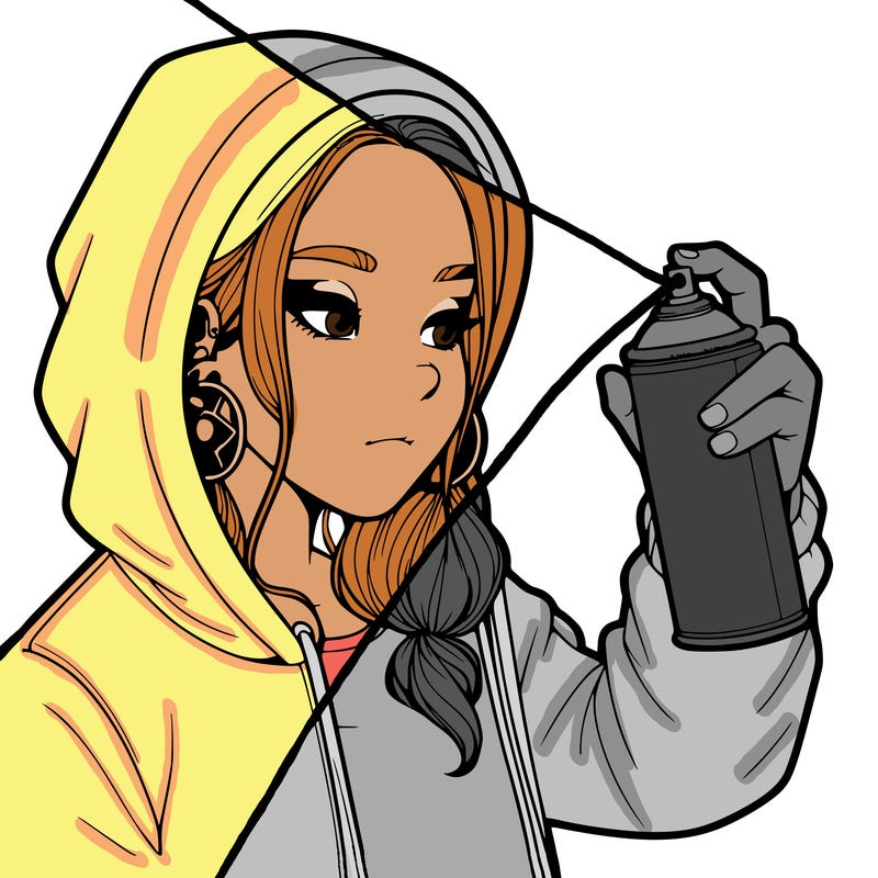 a realistic girl, spray painting