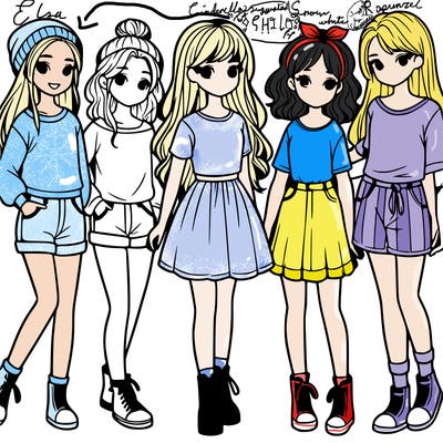 a group of five girls