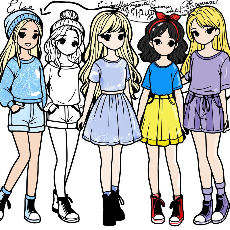 a group of five girls