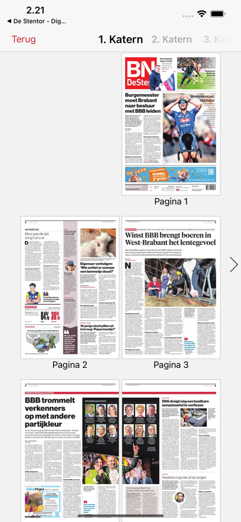 BN DeStem - Digitale krant - A digital overview showing multiple pages of the BN DeStem newspaper in a grid layout