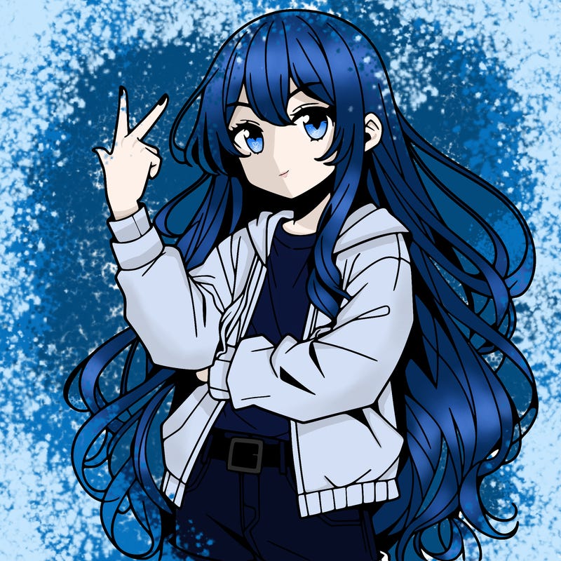 one anime girl with long hair and a cool pose