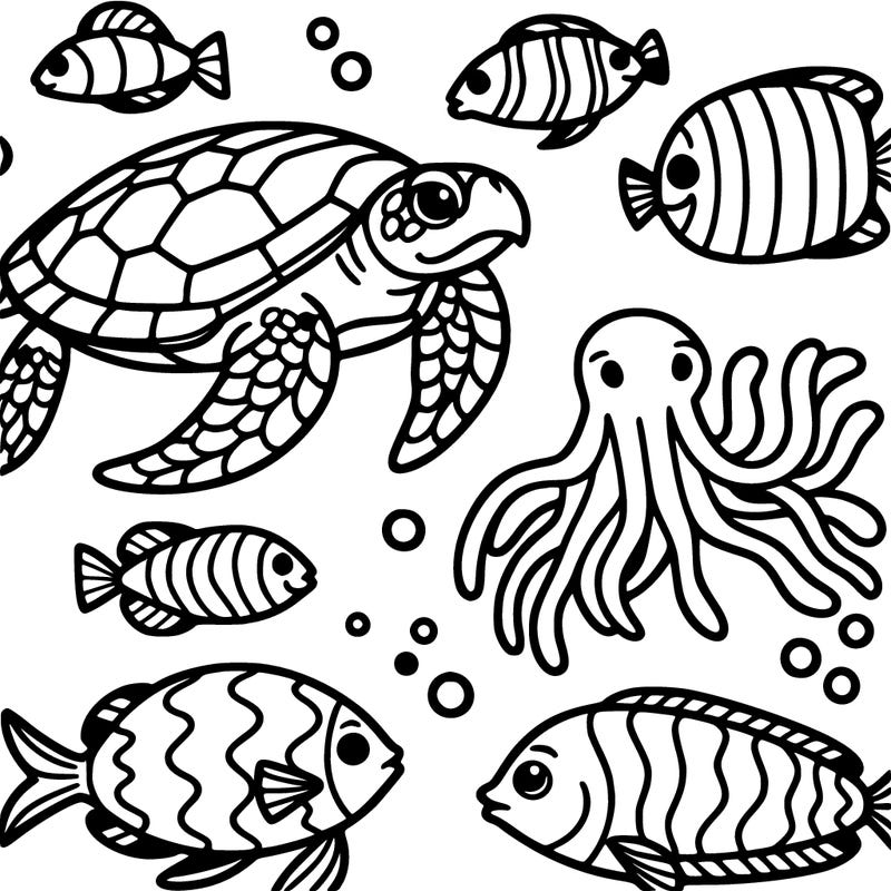 sea turtles and fish